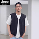 JEEP SPIRIT2025夏季薄款休閑簡約純色V領馬甲男士潮流時尚百搭無袖坎肩外套 黑色 XL 130-150斤