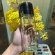 虎牌香港直郵一鍵按壓雙層玻璃杯茶水分離便攜車(chē)載泡茶水杯便攜防燙杯 黑色 雙層一鍵開(kāi)蓋 400ml