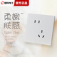 TEP 國際電工86型暗裝膚感開關插座面板超薄啞光奶油白大板家用五孔多控面板 膚感  錯位五孔10A 插座
