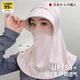 JCZS日本夏季防曬帽口罩一體面罩遮全臉?lè )雷贤饩€(xiàn)護頸冰絲透氣騎行護臉 UPF50+透氣孔原紗帽-粉+云霧