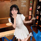 魅姿茉 學(xué)院風(fēng)襯衫連衣裙女 2025新款夏季小個(gè)子甜美短裙收腰小白裙套裝 白色（學(xué)院風(fēng)連衣裙+打底褲） M