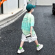諾佳微淇男童短袖t恤2025新款中大兒童夏裝男孩扎染運動夏季帥氣短袖套裝6 綠色 160