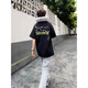卡圖弛美式高街國潮牌刺繡短袖t恤男夏季重磅純棉寬松半袖上衣服打底衫 黑色 XL