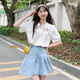UKMR2025夏季短袖襯衫女娃娃領(lǐng)小衫清新學(xué)院風(fēng)日系復(fù)古甜美減齡襯衣 405十粉櫻桃 M 95斤-105斤