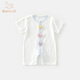 班喜迪嬰兒衣服夏季薄款超萌寶寶連體衣滿(mǎn)月百天新生兒短袖哈衣爬服夏裝 白色 80cm
