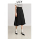LILY2025夏新款簡(jiǎn)約垂感休閑百搭職業(yè)通勤黑色A字半身裙女中長(cháng)款 510黑 S