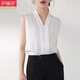 伊婭莎雪紡無(wú)袖襯衫女夏季薄款輕奢高級感西裝內搭氣質(zhì)無(wú)袖背心襯衣坎肩 白色襯衫（0082經(jīng)典款） L 建議100-108斤