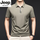 JEEP SPIRIT高端冰絲短袖t恤男士拉鏈翻領(lǐng)男裝上衣夏季冰絲休閑半袖polo.衫男 咖色 M 165 【適合100斤-120斤】