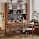 寧造北歐實(shí)木書(shū)桌書(shū)架一體學(xué)生家用多功能洞洞板學(xué)習桌書(shū)柜組合電腦桌 胡桃色#書(shū)桌【帶書(shū)架】 100cm*60cm*75cm【總高185cm】