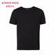 愛(ài)慕先生（AIMER MEN）休閑外穿打底V領(lǐng)短袖T恤男NS81B981 黑色 XL 180