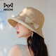 貓人帽子女遮陽(yáng)帽漁夫夏季出游百搭優(yōu)雅蝴蝶結防曬盆帽顯臉小太陽(yáng)帽 卡其色 均碼 帽圍（56-59cm)