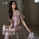 軒靚睡衣女夏季冰絲短袖七分褲大碼家居服套裝 63918貴紫  L (165) 