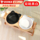美悅寵物 貓碗陶瓷寵物飯盆貓糧碗狗碗狗食盆雙碗可調(diào)節(jié)高度不黑嘴貓水碗 可調(diào)節(jié)竹架碗雙碗黑白