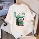 Lee Srtroi夏季短袖t恤男女潮流寬松半袖夏天情侶裝潮流學院風上衣服夏裝T恤 珍珠白 XL 約140-160斤可穿