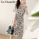 拉夏貝爾（La Chapelle）短袖雪紡連衣裙女裝2025年夏季新款時(shí)尚中長款法式小個(gè)子夏天裙子 花色 L