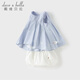 戴維貝拉（DAVE＆BELLA）兒童短褲套裝夏裝新款女童薄款花苞褲子兩件套休閑女寶寶衣服 海霧藍【現貨】 100 cm（建議身高90-100cm）