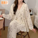 歐鹿汐和服系帶月子服夏薄款產(chǎn)后5月份6孕婦睡衣孕期專用不勒肚哺乳套裝 MXR7101 L碼建議體重110-130斤