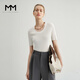 麥檬MM2023早秋新款冰絲白色U領(lǐng)法式修身顯瘦短袖T恤女5E7132201 白色 S