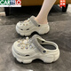 卡帝樂鱷魚（CARTELO）洞洞鞋女款夏季外穿2025新款時(shí)尚珍珠增高厚底踩屎感沙灘涼鞋女潮 白色 36