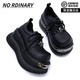 NO RDINARY厚底增高松糕鞋矮小個子日系娃娃鞋y2k亞文化真皮甜美大頭厚底鞋 黑色 36