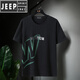 JEEP SPIRIT/吉普肥佬加肥加大短袖T恤男棉大碼寬松肥胖男裝胖人半袖潮胖子 黑色040 5XL 【180-200體重】
