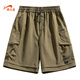 貴人鳥(niǎo)短褲男夏季親膚五分工裝褲運動(dòng)休閑學(xué)院風(fēng)男女同款 棕色  XL 