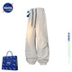 NASA LIKE官方褲子秋季純色沖鋒工裝褲男寬松長(zhǎng)褲子運(yùn)動(dòng)休閑直筒紫色彎刀褲 銀灰色 XL （推薦130-150斤）