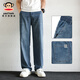 大嘴猴（paul frank）潮牌天絲涼感直筒牛仔褲男士夏季薄款寬松闊腿休閑彎刀工作褲子裝 復古藍3019B【官方正品】 30 【建議115-125斤】