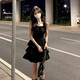 沐霓法式吊帶連衣裙甜妹黑色裙子2025年夏季新款蓬蓬裙氣質(zhì)女神小黑裙 甜妹小黑裙 M 碼【建議90-100斤】