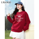 LAGOGO【鴻韻系列】紅色圓領(lǐng)衛衣女拉谷谷2025春新款寬松慵懶上衣 紅色 M