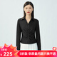 哥弟真的好（GIRDEAR）女裝通勤修身翻領(lǐng)褶皺色澤襯衫上衣女8300132 黑 M (3碼)