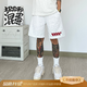 凰梡美式創(chuàng)意個性印花抽繩運動短褲男夏季潮牌百搭寬松情侶直筒五分褲 白花灰色印花 XL