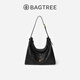BAGTREE【明星同款】包包樹(shù)圖南頭層植鞣牛皮hobo女包單肩腋下通勤斜挎包 檀黑色-大號 贈斜挎延長(cháng)肩帶 高級小眾
