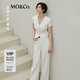 MO&Co.【秦嵐同款】西裝馬甲2025夏新品棉麻V領(lǐng)收腰短款白色MBE2WAIT02 牛仔白色 S /160