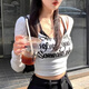 妙奕嘉潮流正肩白色長袖t恤女新款2025打底衫春夏純欲上衣內(nèi)搭掛脖吊帶 辣妹假兩件疊穿長袖t恤 均碼 帶胸墊【建議125斤以內(nèi)】