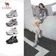 駱駝（CAMEL） 銀熠銀色厚底老爹鞋女休閑鞋女增高爆款運動(dòng)鞋 L25S283076 槍黑 38
