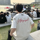 安初夏重磅純棉刺繡短袖t恤男夏季寬松美式高街潮牌情侶裝半袖小眾上衣 白象灰【紅色字母】精梳純棉 XL 115-135斤