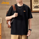 吉普（JEEP）260G重磅純棉短袖T恤男士2025夏季薄款寬松休閑落肩半袖體恤男裝