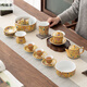 鴻運(yùn)享景德鎮(zhèn)高端琺瑯彩功夫茶具套裝家用北歐風(fēng)格中國風(fēng)會客茶具茶壺茶 金玉滿堂茶具-蓋碗藍(lán) 10頭
