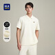 海瀾之家（HLA）/海瀾之家華夫格休閑套裝上衣25春夏新翻領(lǐng)刺繡透氣時(shí)尚Polo男 米黃11 S