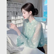 蘇洛琳2026年春秋季夏天最新款雪紡長(cháng)袖襯衫女士裝洋氣輕奢高級感上衣服 薄荷綠 S 85-98斤