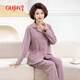 古今（GUJIN）【100%棉】送媽媽睡衣女中老年春夏秋季長(cháng)袖開(kāi)衫純棉老人家居服