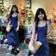 蜜樂奇假兩件藍(lán)色碎花吊帶連衣裙子女2025夏季新款法式絕美度假顯瘦長裙 藍(lán)色碎花背心裙 2XL 【建議130-140斤】