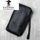 PLOVER手拿包男士真皮軟皮高檔長(cháng)款拉鏈錢(qián)包休閑復古頭層牛皮手機錢(qián)包潮 經(jīng)典黑 大號