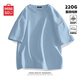 名創(chuàng  )優(yōu)品（MINISO）220G重磅短袖男T恤夏季厚實(shí)不透高級感精梳棉純棉半袖寬松上衣服 【220G重磅】冰魄藍 L /175(體重120-140斤)