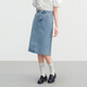 樂(lè )町水洗牛仔長(cháng)裙女裝25年夏季新款直筒裙中長(cháng)款半身裙顯瘦A字裙 淡色牛仔藍（現貨） L