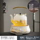 鳳陶凰（FENG TAO  HUANG）高端玻璃煮茶器燒水壺蒸煮茶壺耐高溫電陶爐專(zhuān)用小型養生花茶送禮 霧白提梁壺+仙鶴電陶爐 901mL(含)-1L(含)