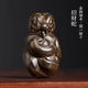 仙作美假一賠萬(招財蛇）烏木金絲楠木陰沉木實木雕刻手把件文玩擺件