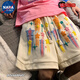 NASALIKE涂鴉星星短褲男夏季美式復(fù)古潮流重磅五分褲子寬松痞帥休閑大褲衩 【高質(zhì)量升級版】杏色 XL 建議120-135斤穿