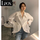 LPOX雙拉鏈白色襯衫女2025新款秋季韓版早秋初秋外穿長(zhǎng)袖中長(zhǎng)款襯衣服 白色 優(yōu)質(zhì)面料 L 117-126斤